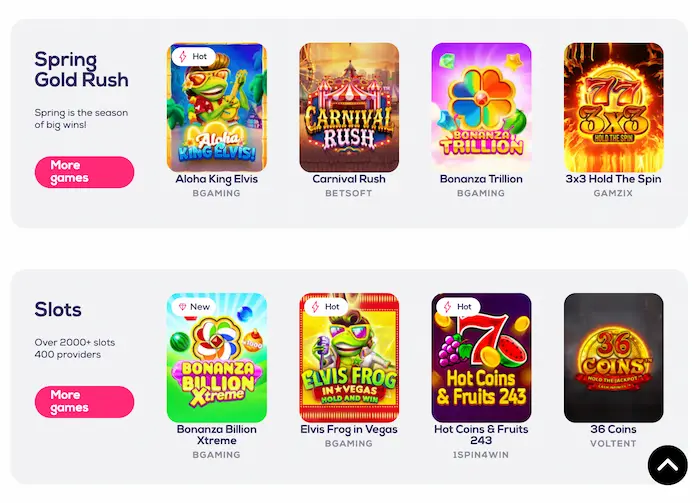 WildFortune Casino games